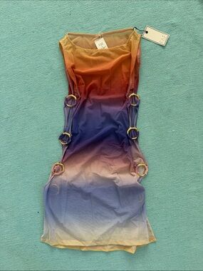 FAE Ombre Cutout Mesh Dress in Sunset Gradient S